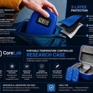 Portable Temperature-Controlled Research Travel Case + Cooling packs